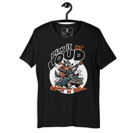 Rock and Roll Play it Loud | T-Shirt mit Cartoon Grafik - Rocking Carts